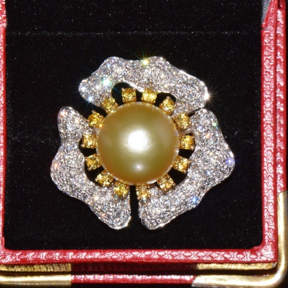 CERTIFIED NATURAL 26CTS VS F DIAMOND 15MM SOUTH SEA PEARL SAPPHIRE 18K GOLD RING - Picture 11 of 14